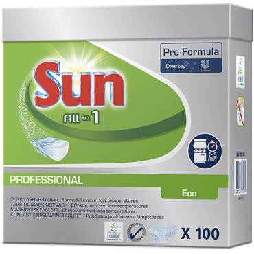 P2256495 Maskindiskmedel Tablett Sun Professional All in 1 ECO 100 st/fp