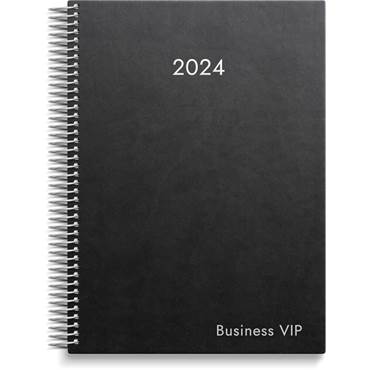 P61105324 Kalender 2024 Business VIP svart konstläder A5