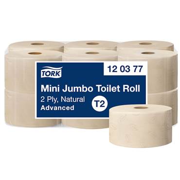 P8561068 Toalettpapper Mini Jumbo T2 Natur Advanced 12 rullar/trp
