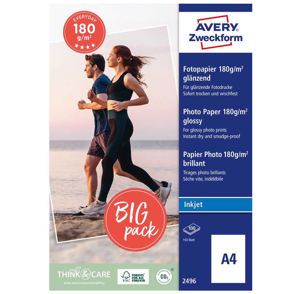Avery Fotopapper Glossy A4 180g 100/fp