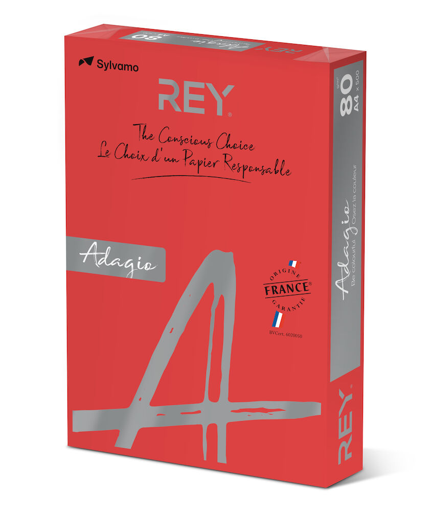 Rey Färgat kopieringspapper Adagio A4 80g 500/fp Red