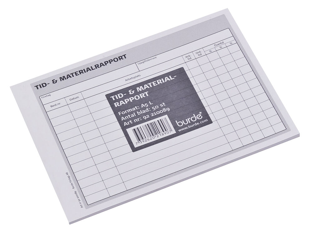 Burde Tid- & materialrapport A5L