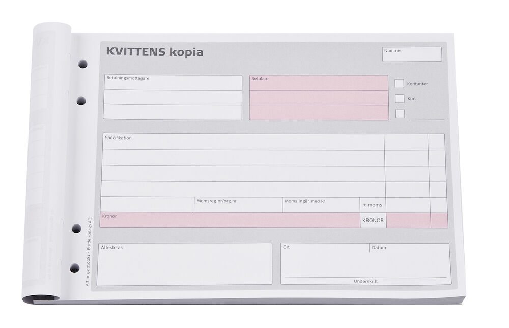 Burde Kvittensblock A5L 2x50blad