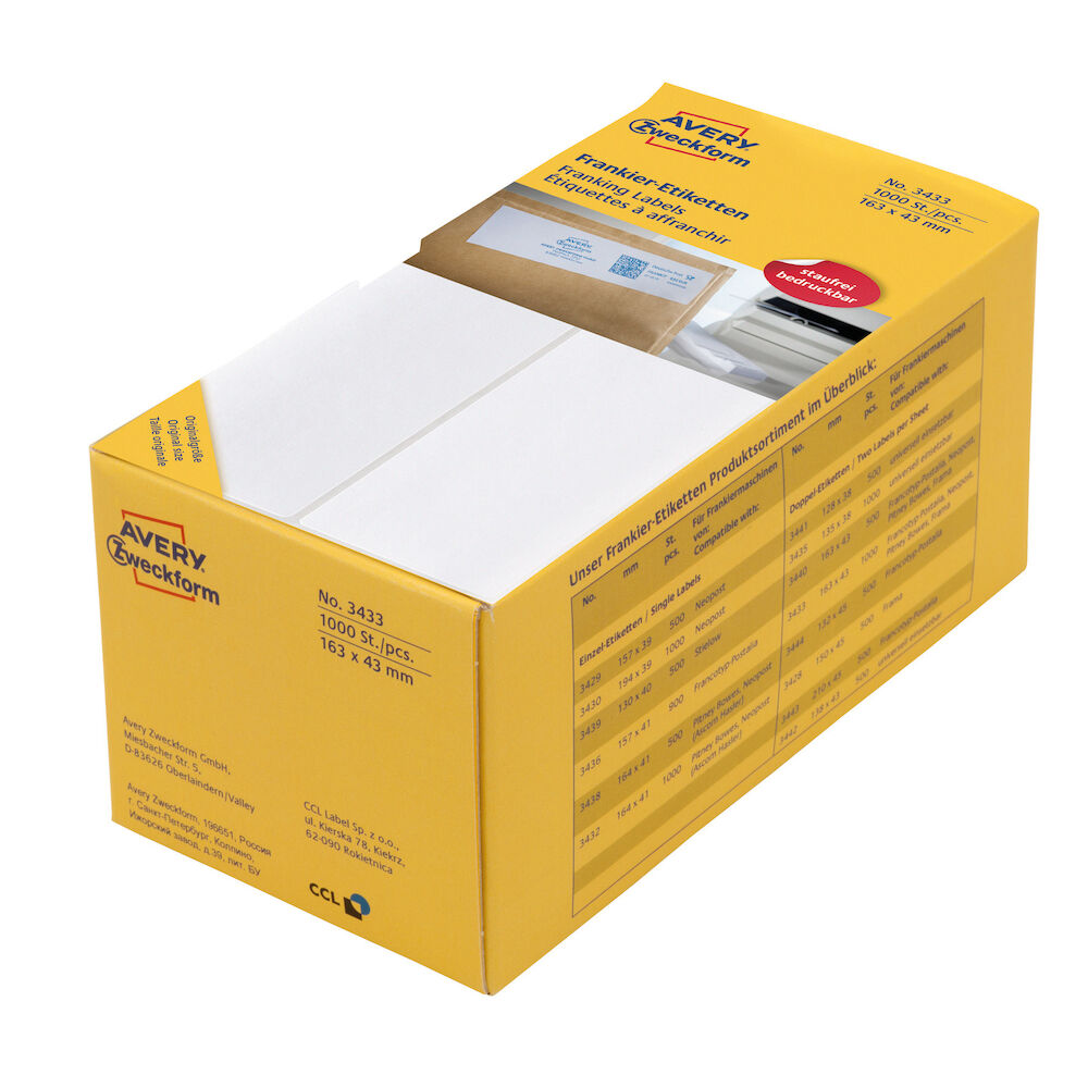 Avery Frankeringsetik 163 x 43 mm 1000 st/fp