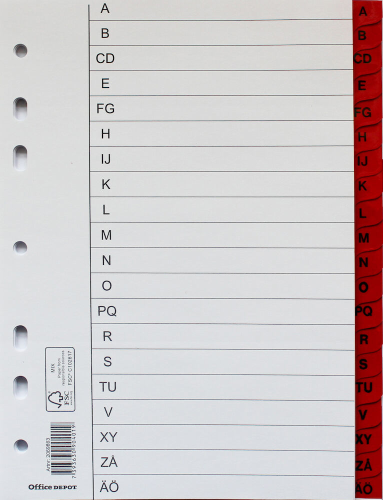 Office Depot Register flikförstärkt A5 A-Ö