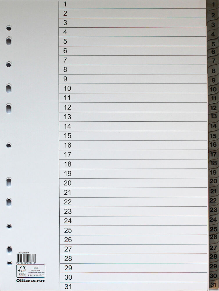 Office Depot Register flikförstärkt A4 1-31