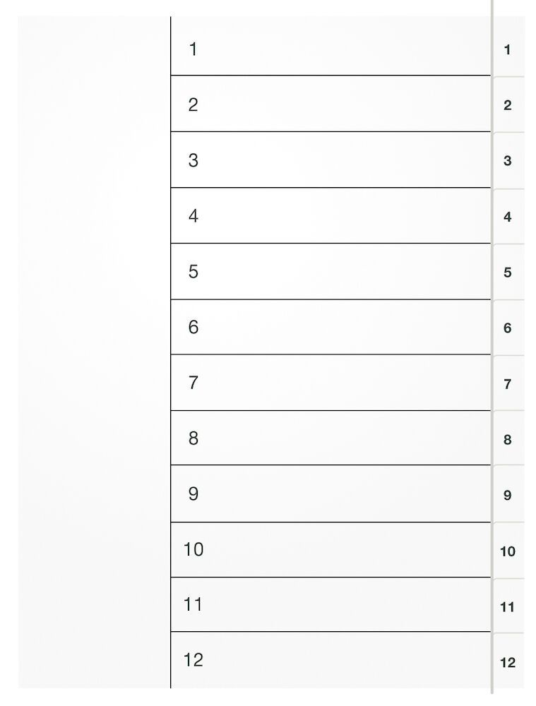 White Box Register vit PP A4 1-12
