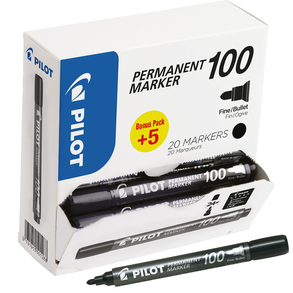 Pilot Märkpenna 100 svart 20fp