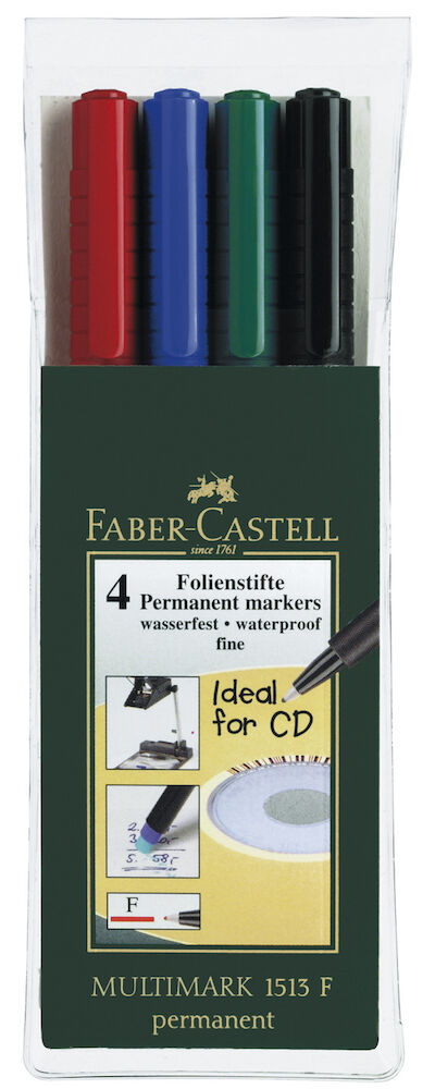 Faber Castell Märkpenna Fine permanent 4 st/fp