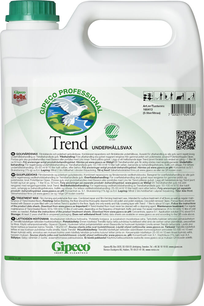 Gipeco Trend Golv/Underhållsvax 5 liter