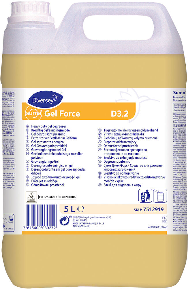Suma Grovrengöringsmedel kök Gel Force D3.2 5 liter
