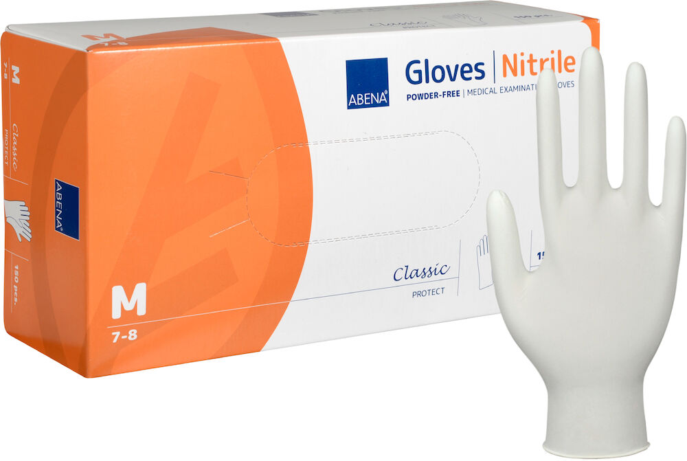 Abena Classic Handske Nitril Puderfri M vit 150 st/fp