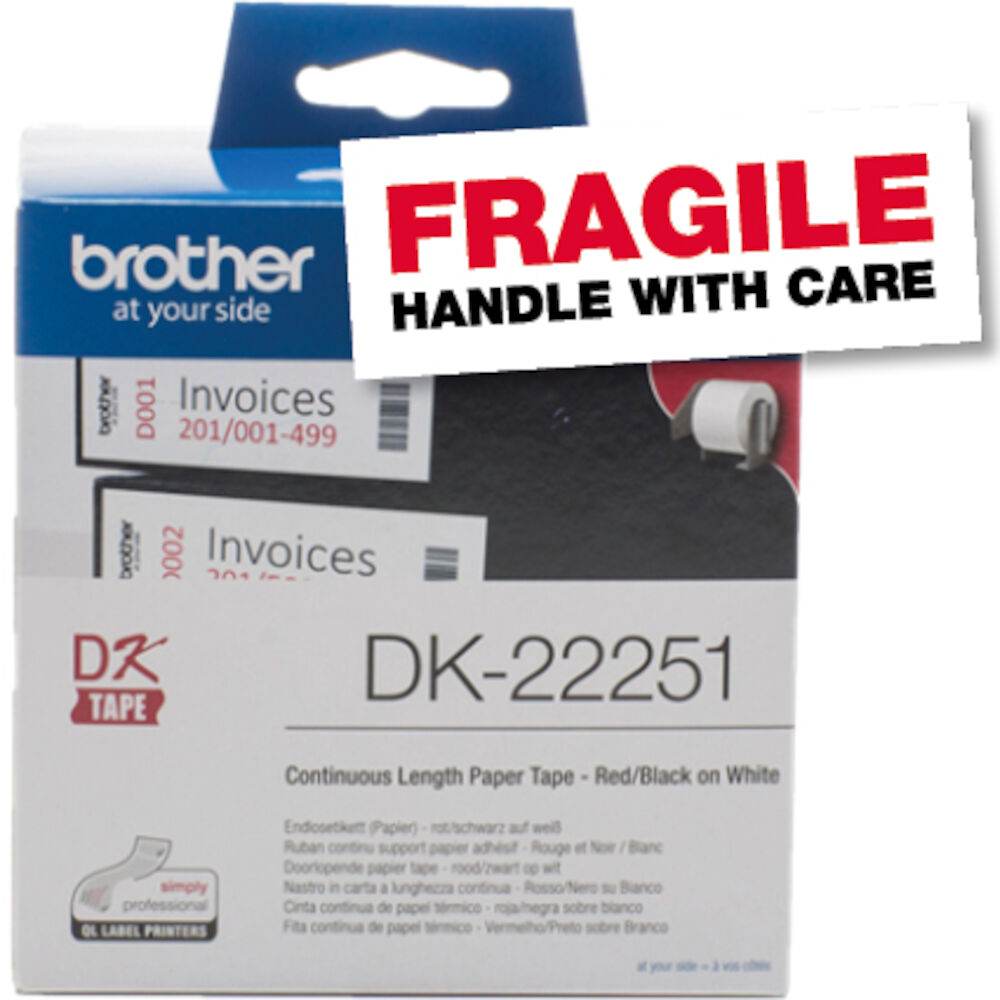 Brother Etikett DK22251 svart/röd