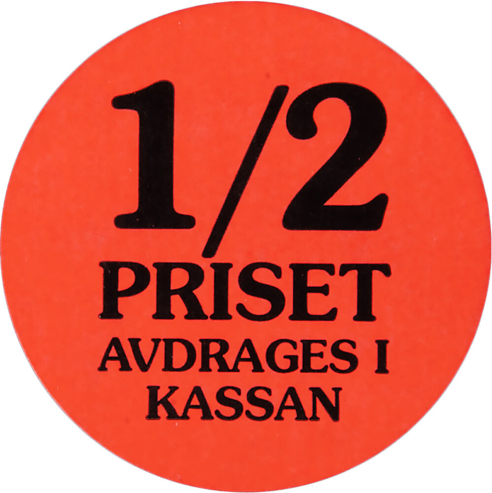 DM AB Etikett "Halva Priset" 2000/rl