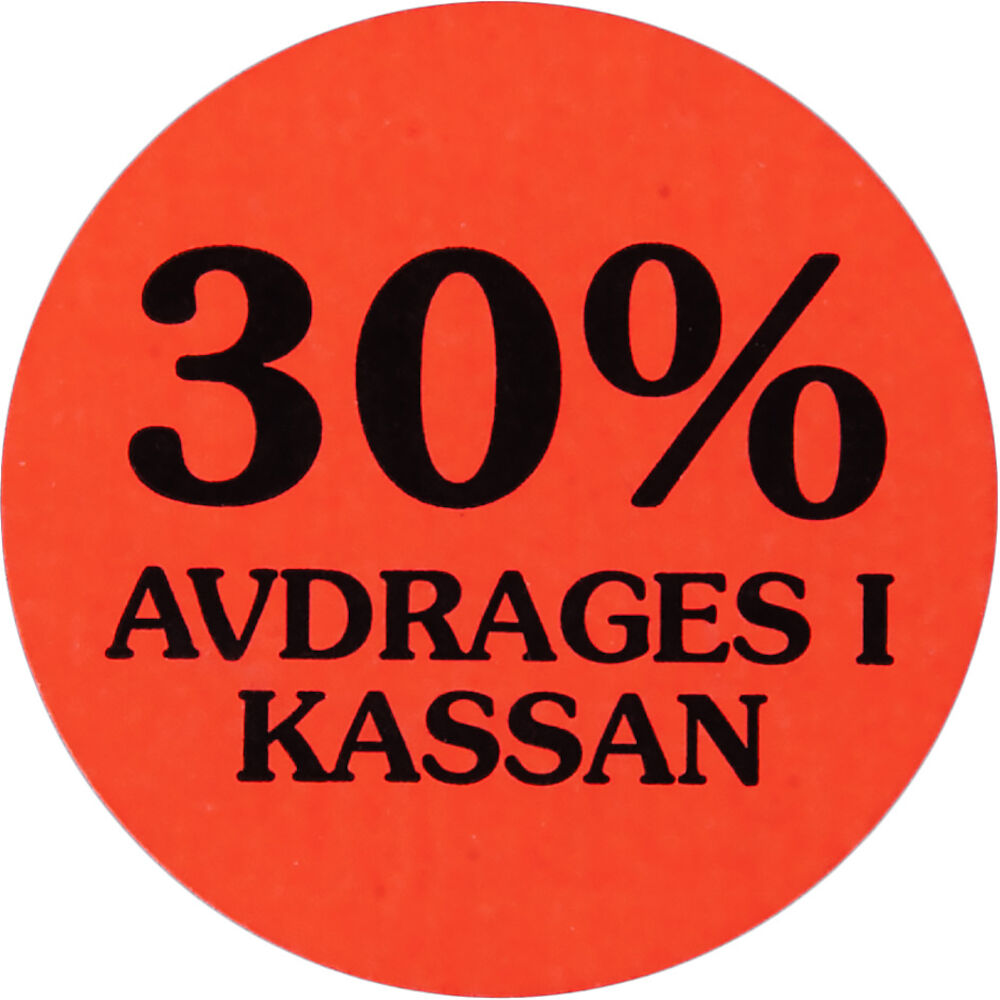 DM AB Etikett 30% avdrages 2000/rl