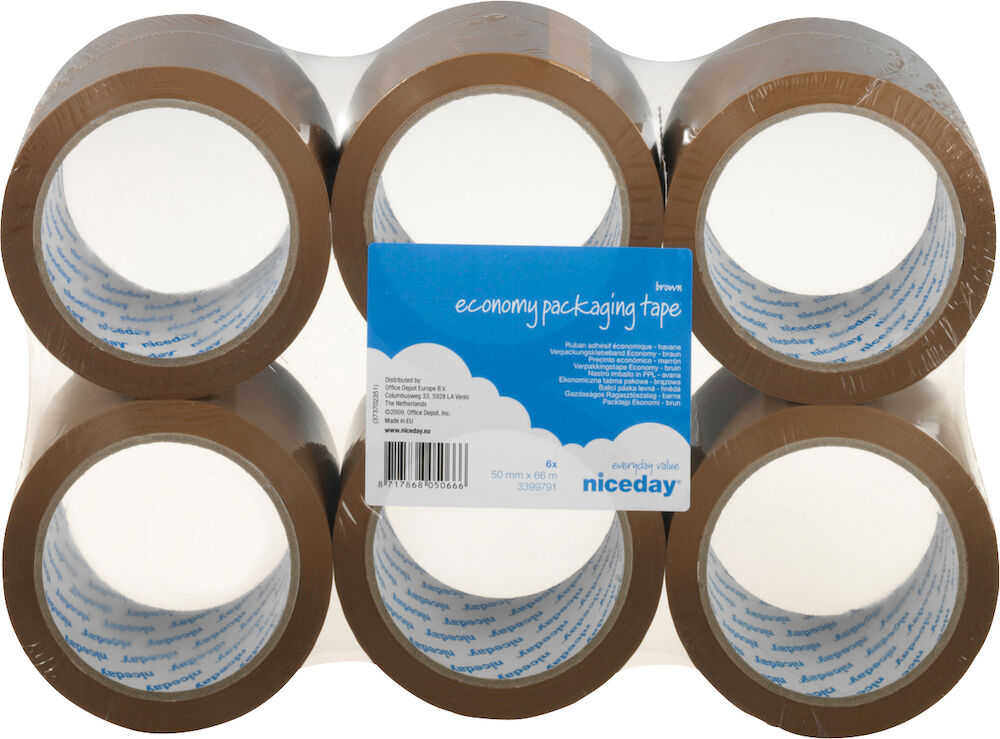 Niceday Packtejp PP 50 mm x 66 meter brun