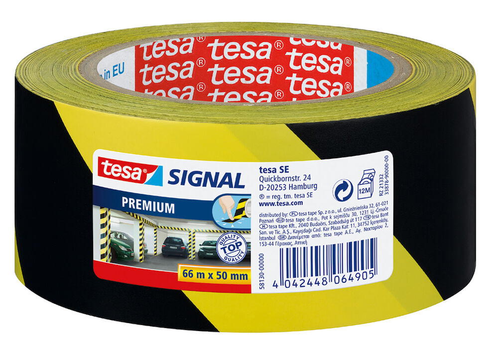 Tesa Varningstejp gul/sva 50mmx66m