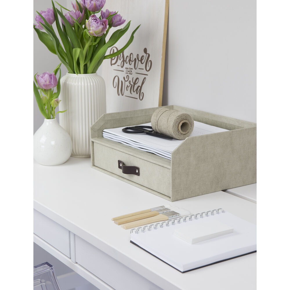 Bigso Brevkorg Walter med låda canvas linen