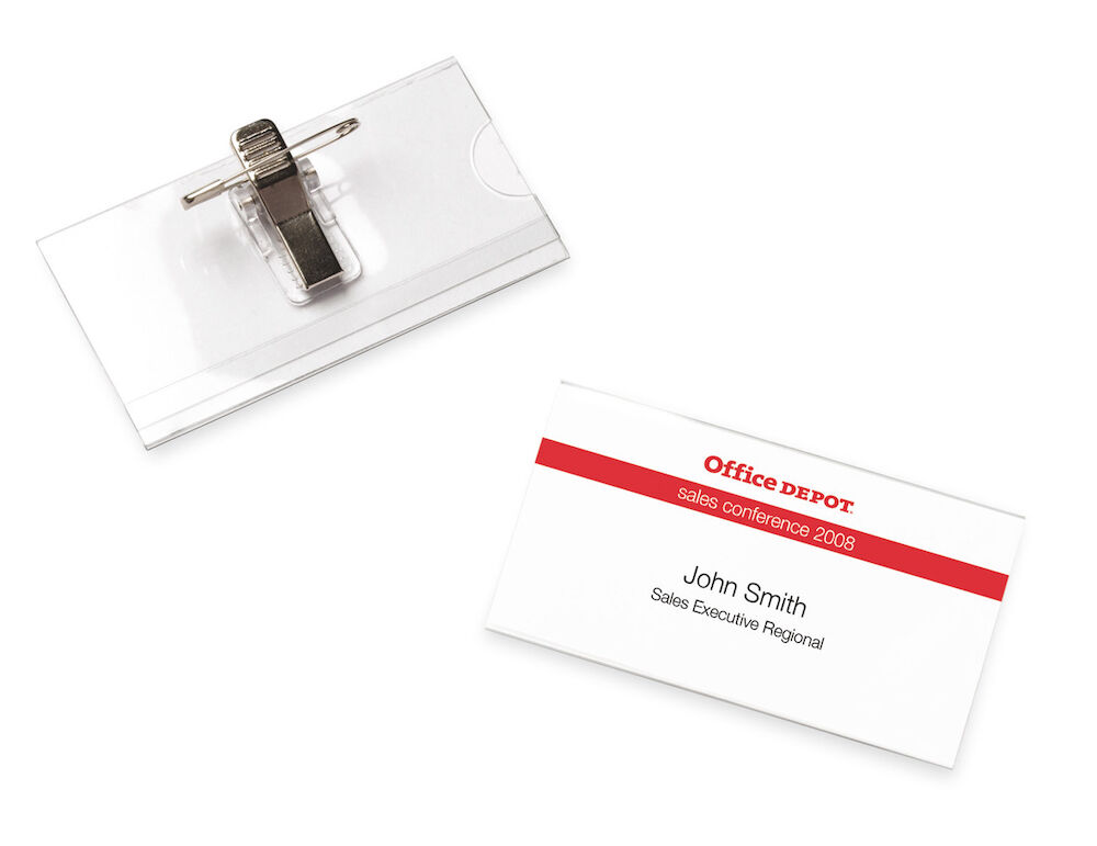 Office Depot Namnskylt med nål och klämma 75x40 mm 50-pack