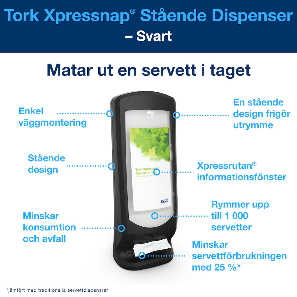 Tork Servettdispenser stående N4 svart