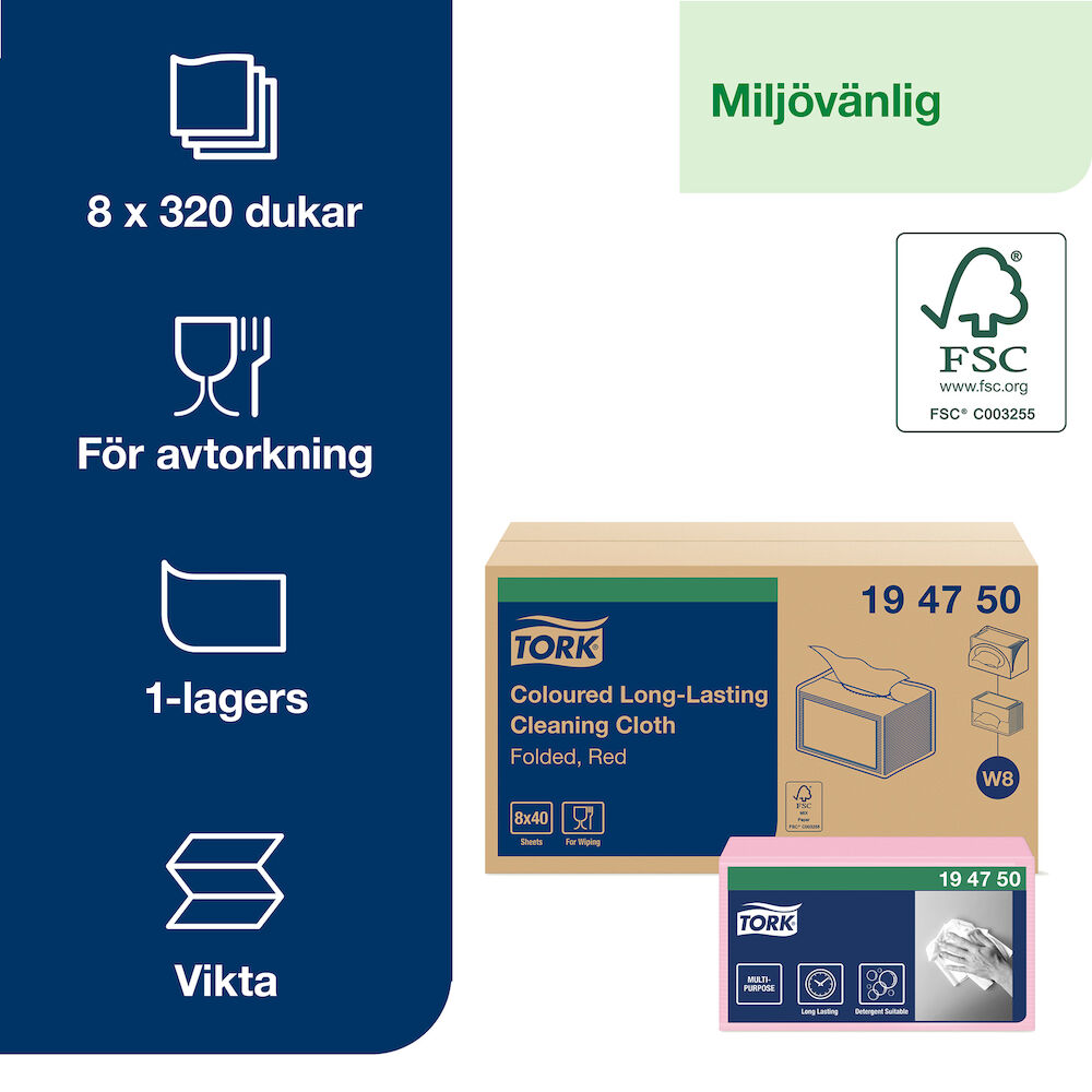 Tork Rengöringsduk Röd W8 40/
