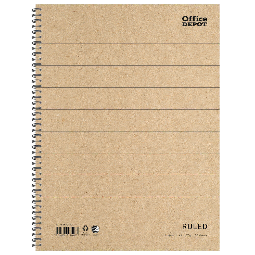 Office Depot Kollegieblock Recycle A4 linjerad