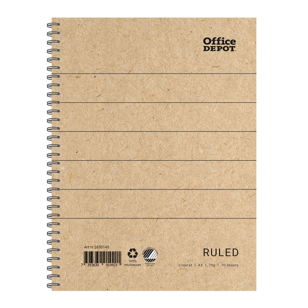 Office Depot Kollegieblock Recycle A5 linjerad