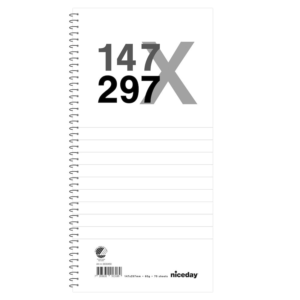 Niceday Spiralkladd 147x297mm 70bl 60g linjerat