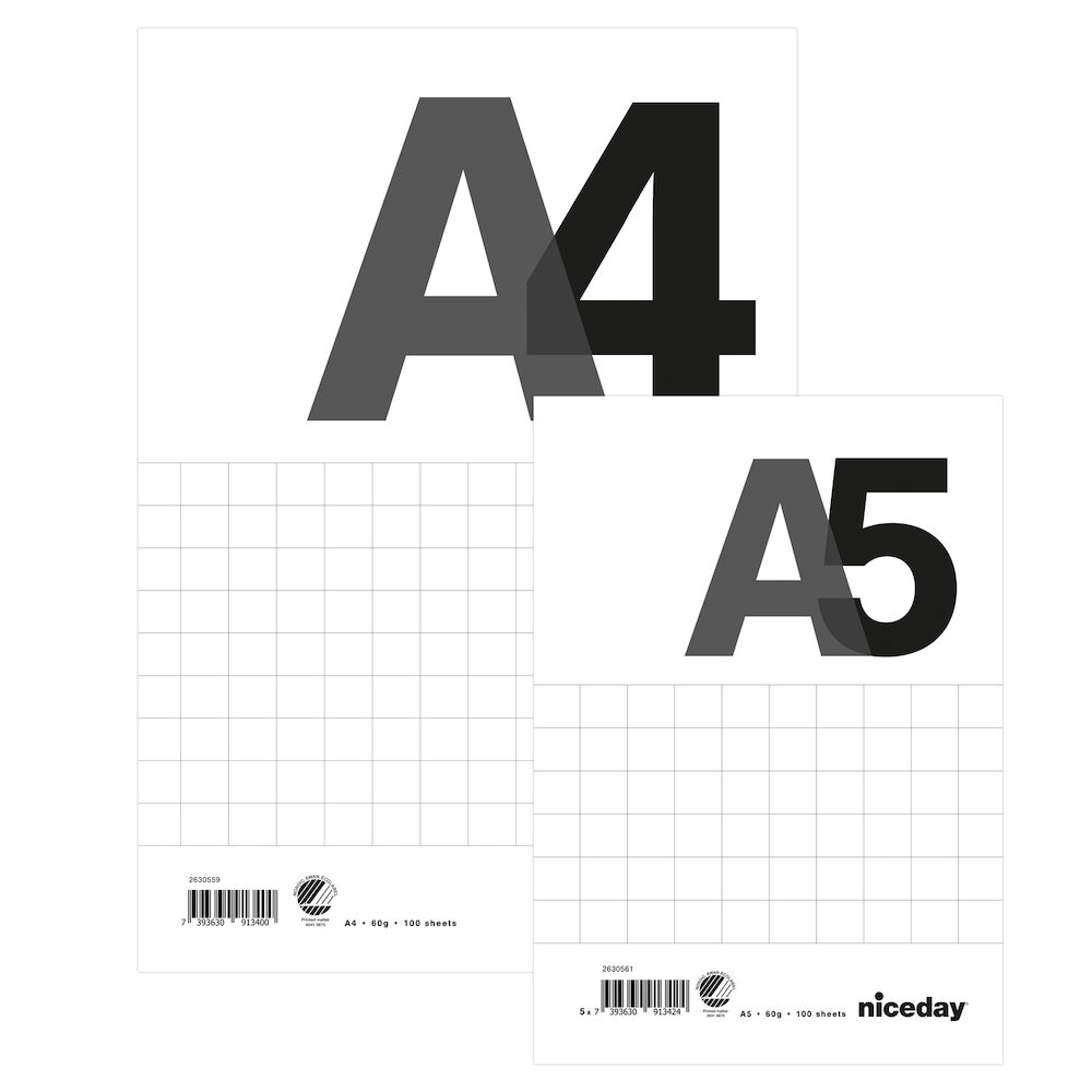 Niceday Limblock A5 kortsida 100blad rutat