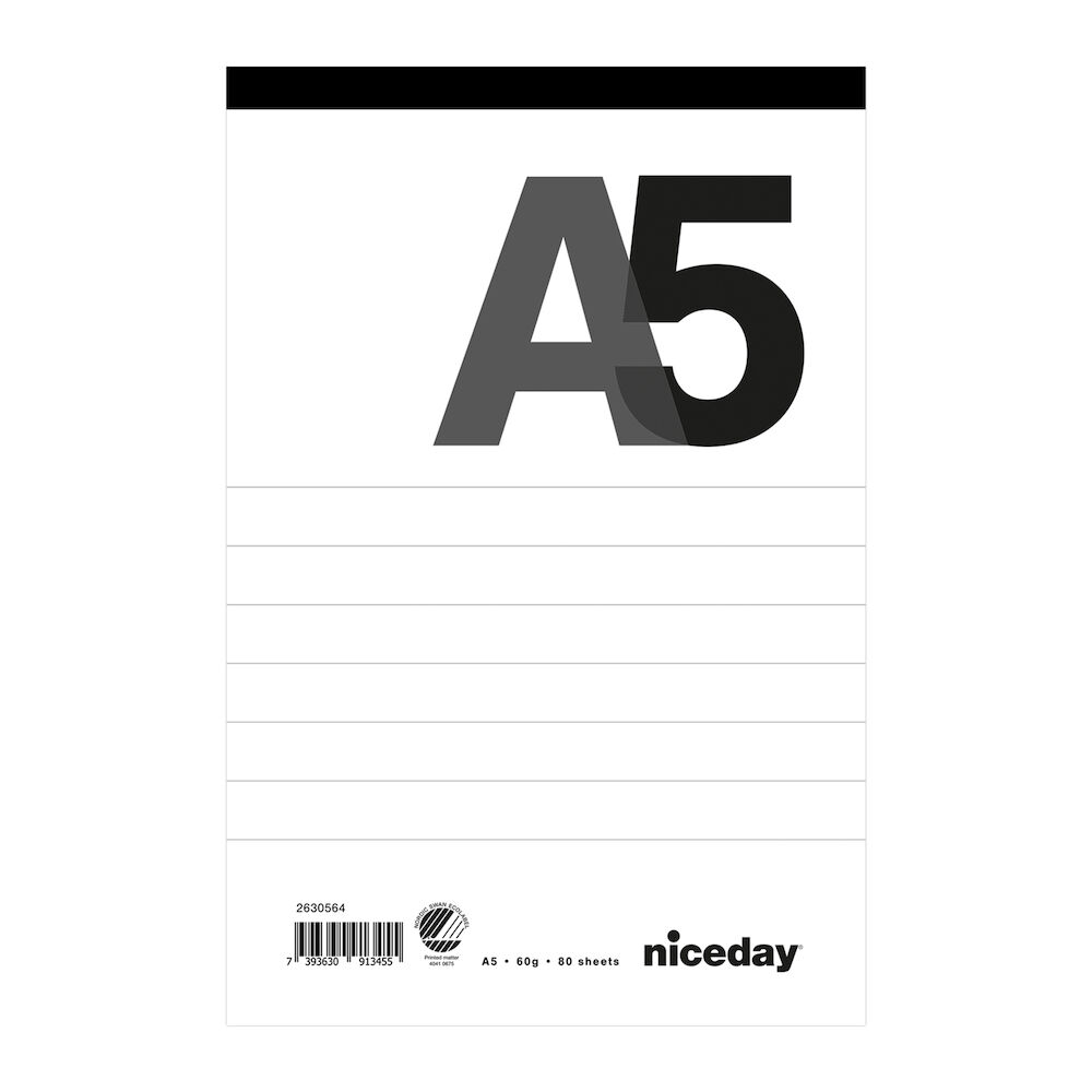 Niceday Perforerat block A5 80blad linjerat