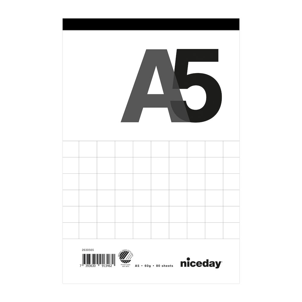 Niceday Perforerat block A5 80blad rutat