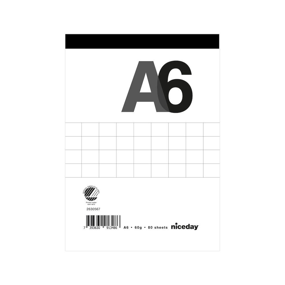 Niceday Perforerat block A6 80blad rutat