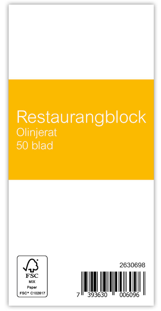 Niceday Restaurangblock 7x14,5cm 50blad olinjerad
