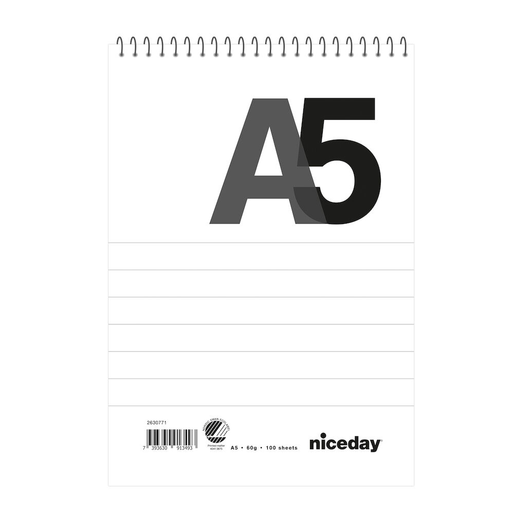 Niceday Spiralblock A5 100blad linjerat