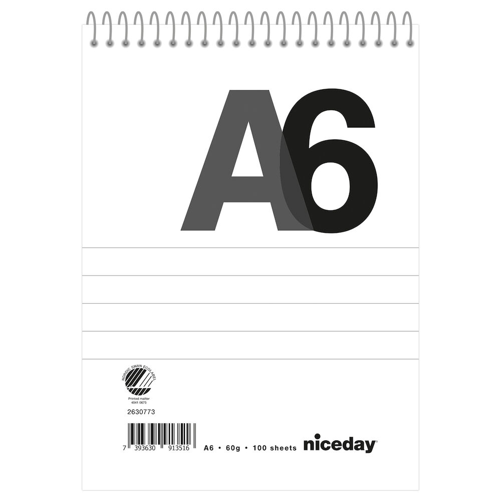 Niceday Spiralblock A6 100blad linjerat