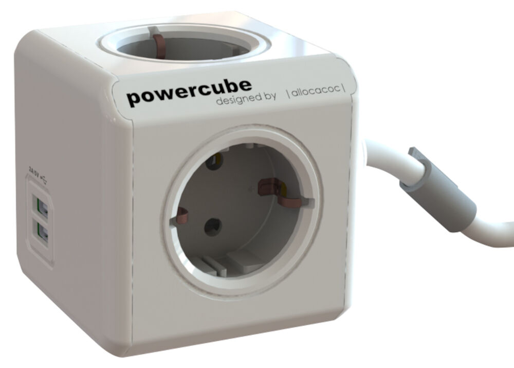 Grenuttag Powercube 4 uttag + 2 USB 1,5 m