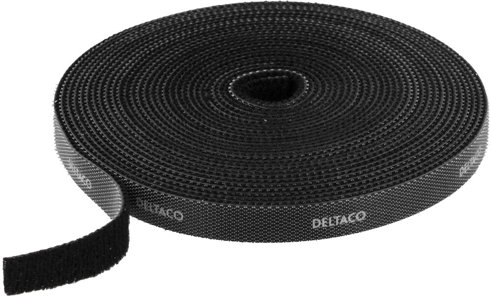 Deltaco Kabelhållare kardborrband 10 mm svart