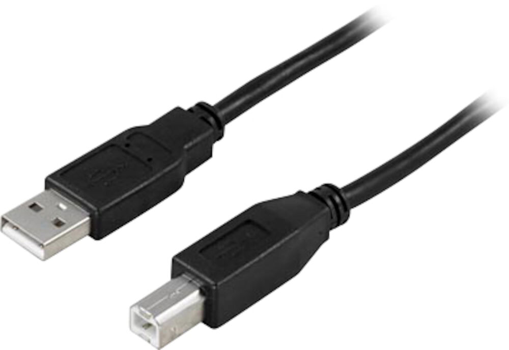 Deltaco USB-2 kabel A-B svart 5,0 Meter