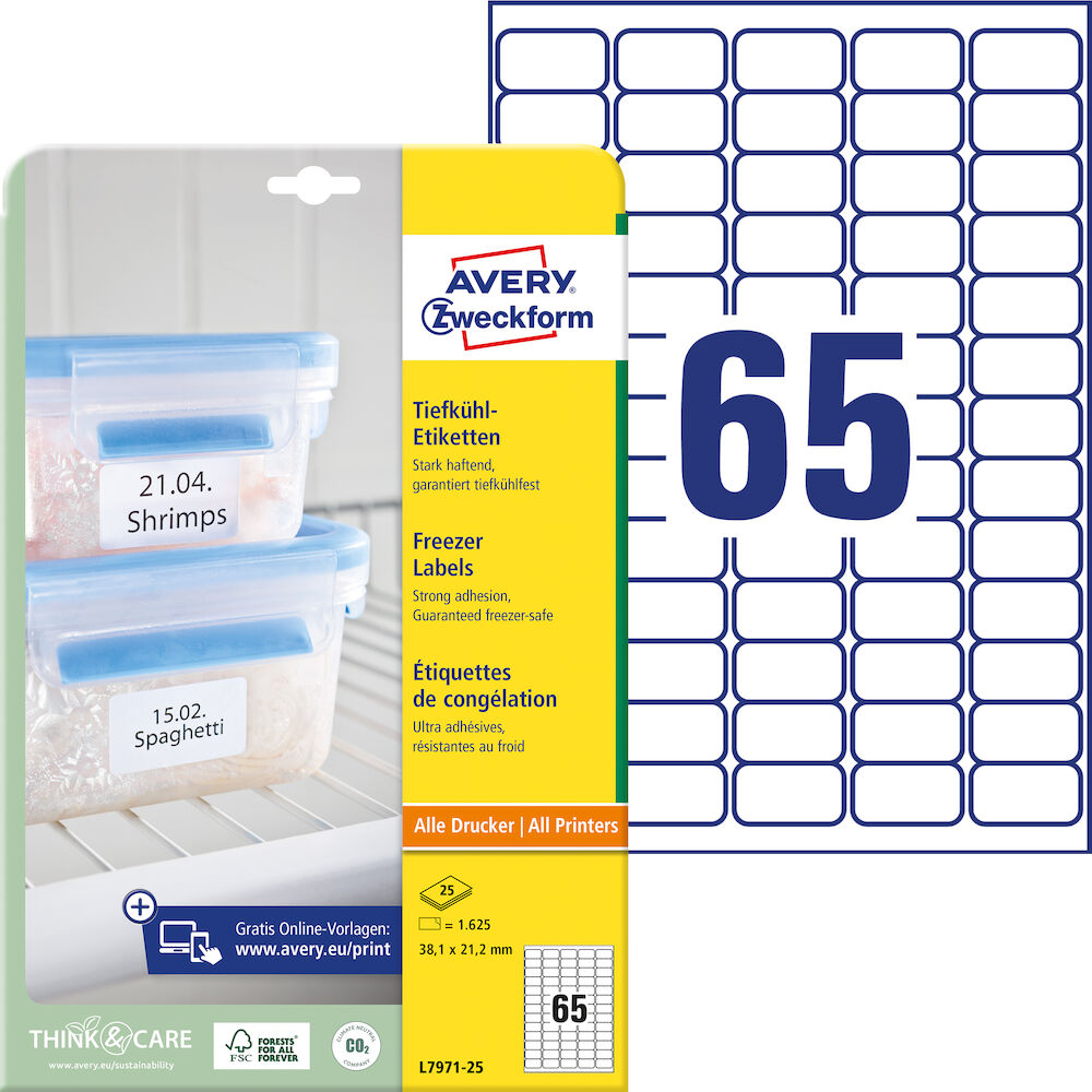 Avery Frysetikett 38,1x21,2mm 1625/fp