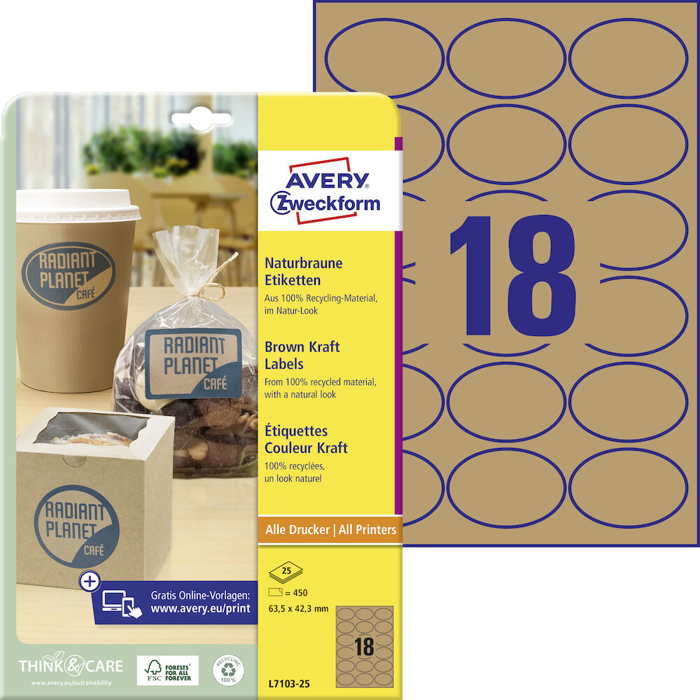 Avery Etikett kraft 63,5x42,3mm 450/fp