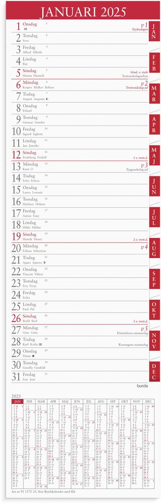 Burde Stor Bordskalender flik 2025