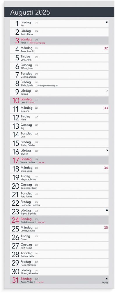 Burde Liten Bordskalender Elegant 2025