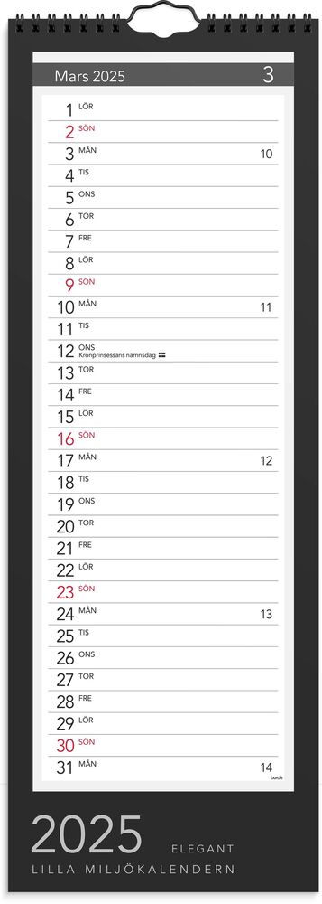 Burde Väggkalender Lilla Miljökalendern 2025