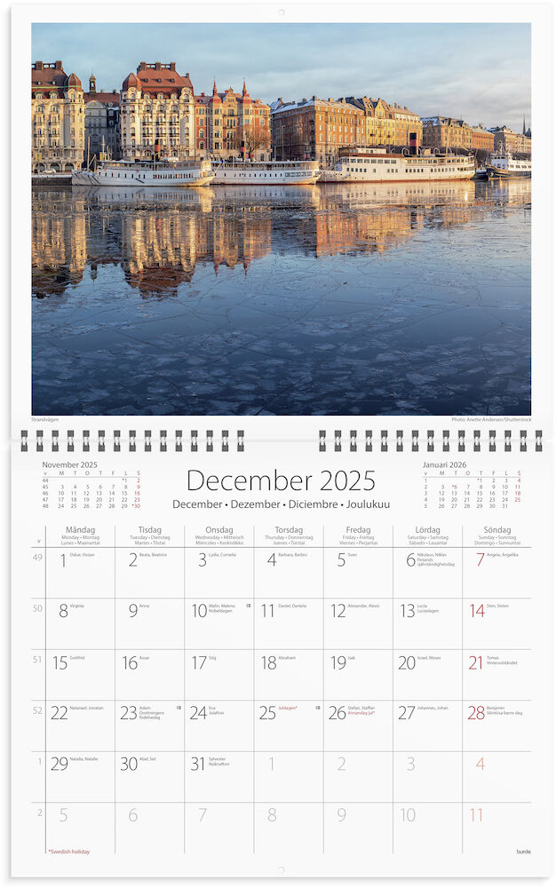 Burde Väggkalender Stockholm 2025