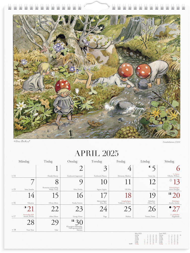 Burde Väggkalender Elsa Beskow 2025