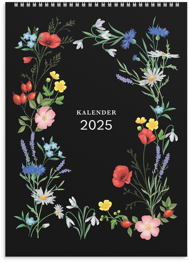 Burde Väggkalender Illustrerad blomster 2025