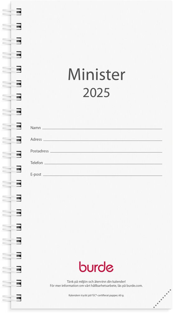 Burde Kalender Minister refill 2025