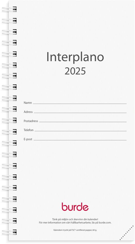 Burde Kalender Interplano refill 2025