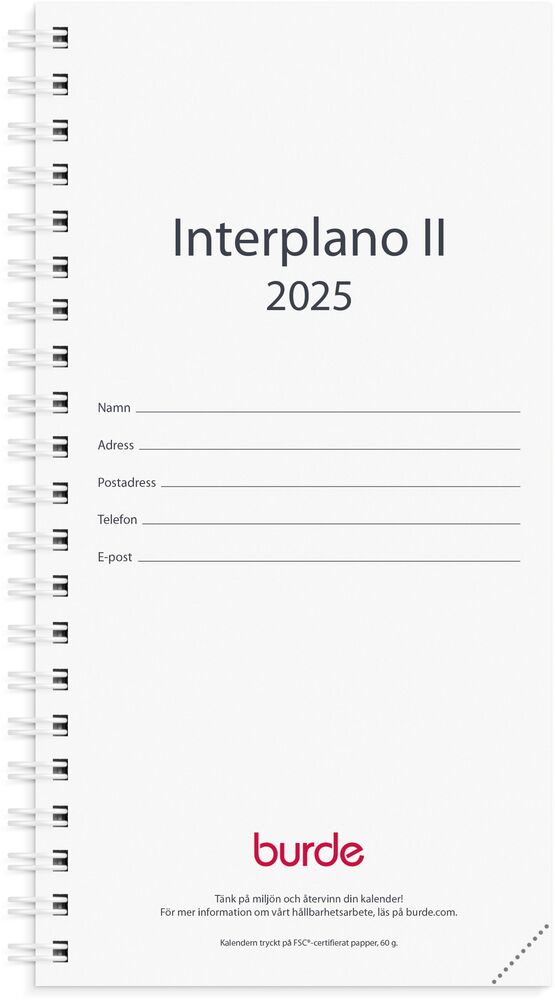Burde Kalender Interplano II refill 2025