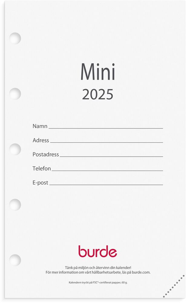 Burde Kalender Mini kalendersats 2025